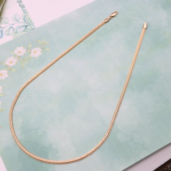 "Flat Woven Rose Gold Chain Necklace  Elegant Finish, XPNL0121 - Picture 10 of 12